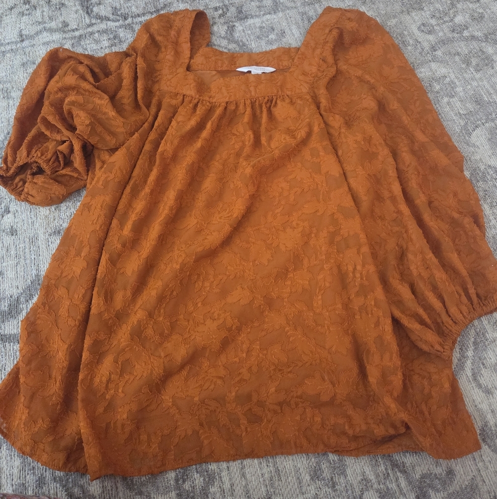 Lauren Conrad Burnt Orange Babydoll Blouse Size Medium